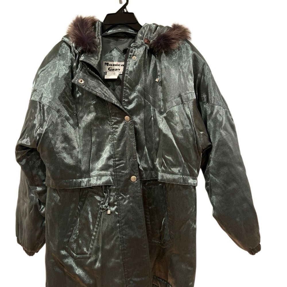 Monica Gray vintage Shimmering Silver Women's Ski Jacket Sz.12